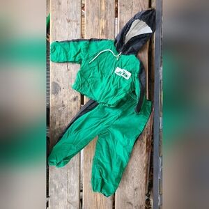 Vintage BABY FAIR  NFL SZ 12M VGUC 2pc GREEN BLACK w/ NY JETS logo swishy Outfit